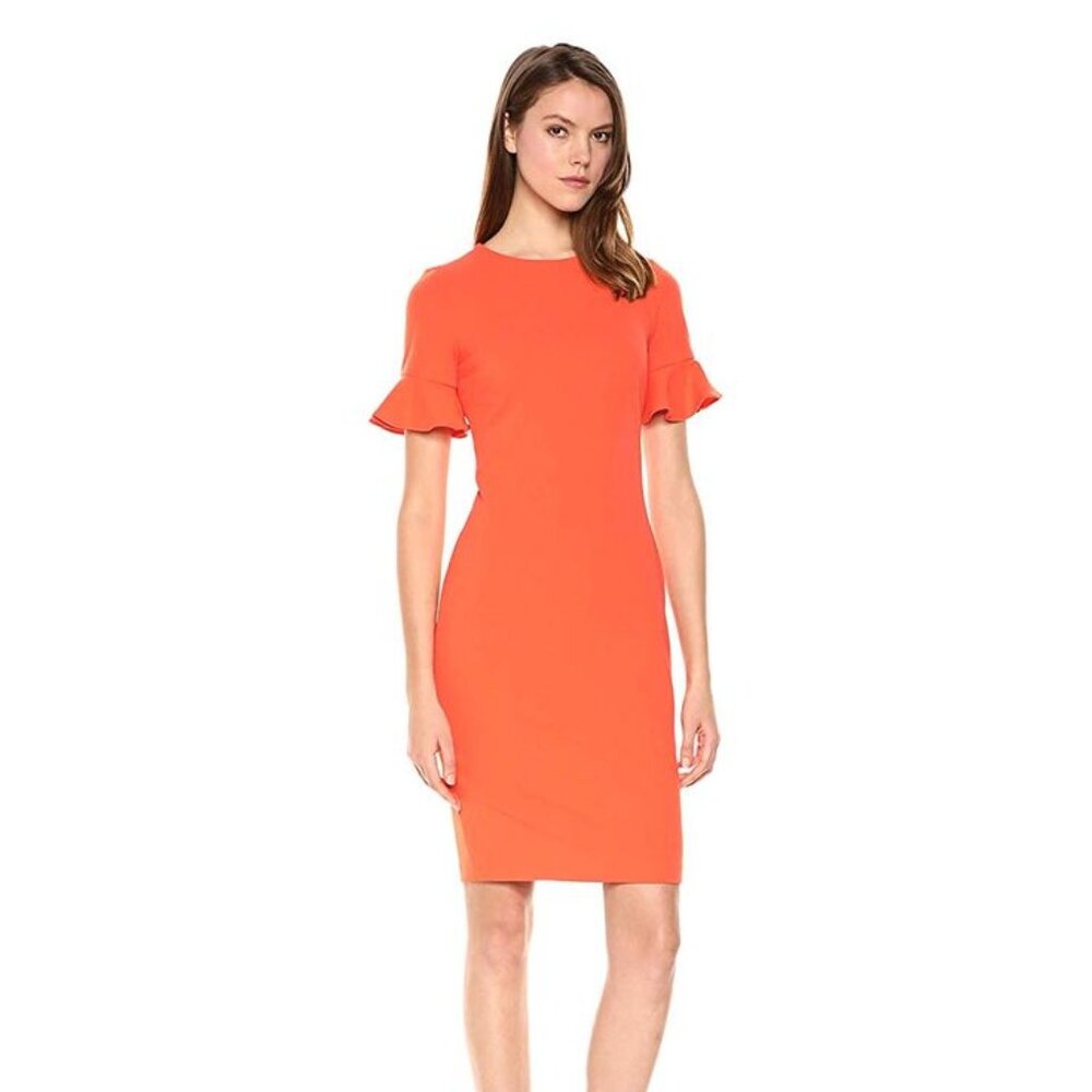 🖤 NWT Calvin Klein Flutter Sleeve Sheath Dress in Ginger (Size 6)